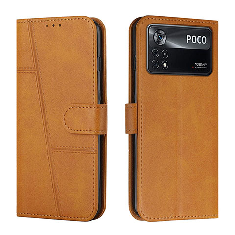 Funda de Cuero Cartera con Soporte Carcasa Y01X para Xiaomi Poco X4 Pro 5G Marron Claro