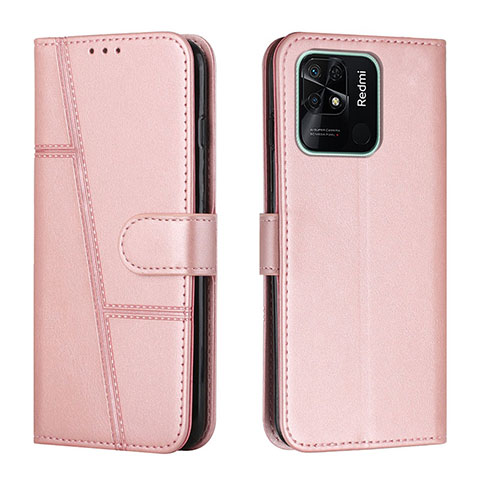 Funda de Cuero Cartera con Soporte Carcasa Y01X para Xiaomi Redmi 10 India Oro Rosa