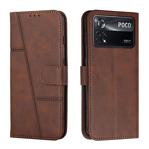 Funda de Cuero Cartera con Soporte Carcasa Y01X para Xiaomi Redmi Note 11E Pro 5G Marron