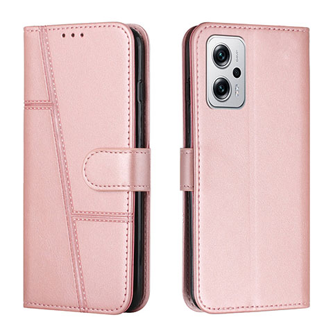 Funda de Cuero Cartera con Soporte Carcasa Y01X para Xiaomi Redmi Note 11T Pro+ Plus 5G Oro Rosa