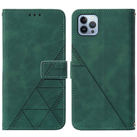 Funda de Cuero Cartera con Soporte Carcasa Y02B para Apple iPhone 13 Pro Verde