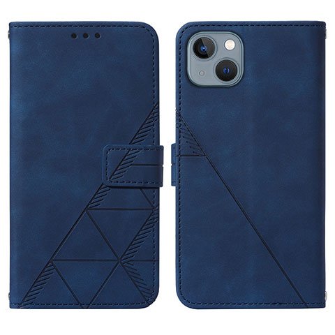 Funda de Cuero Cartera con Soporte Carcasa Y02B para Apple iPhone 15 Azul