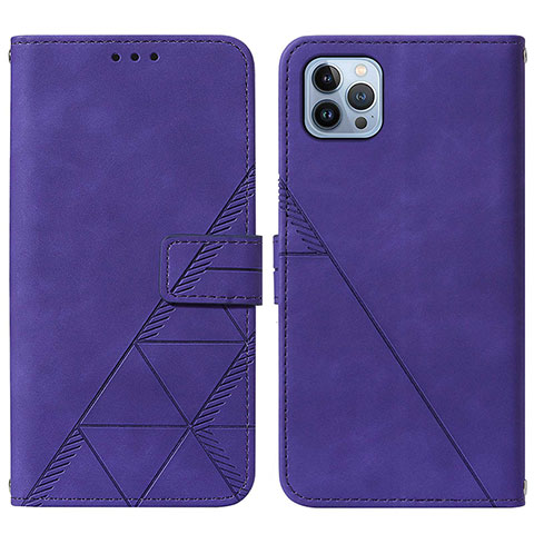 Funda de Cuero Cartera con Soporte Carcasa Y02B para Apple iPhone 16 Pro Morado