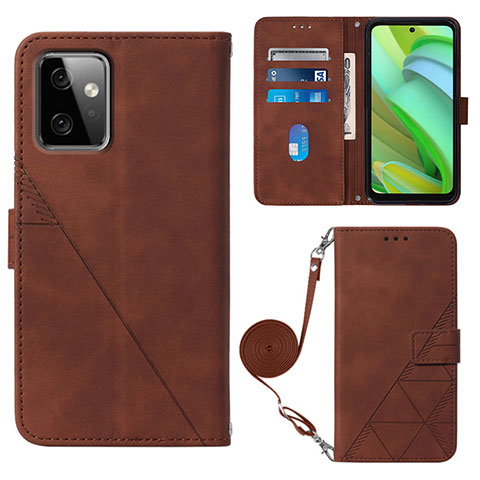 Funda de Cuero Cartera con Soporte Carcasa Y02B para Motorola Moto G Power 5G (2023) Marron