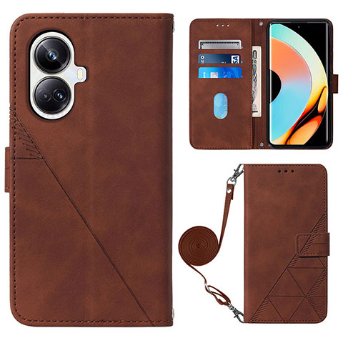 Funda de Cuero Cartera con Soporte Carcasa Y02B para Realme 10 Pro+ Plus 5G Marron