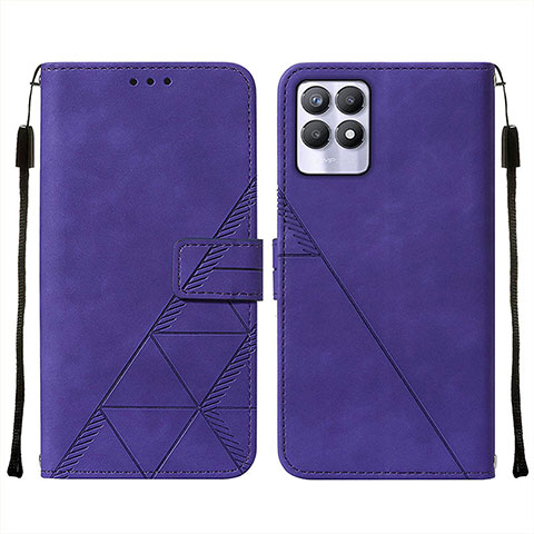 Funda de Cuero Cartera con Soporte Carcasa Y02B para Realme 8i Morado