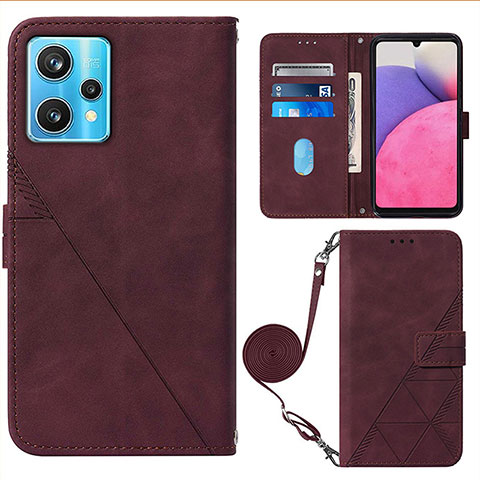 Funda de Cuero Cartera con Soporte Carcasa Y02B para Realme 9 5G Rojo