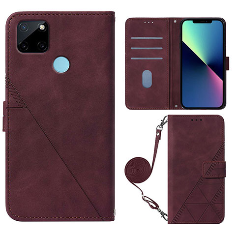 Funda de Cuero Cartera con Soporte Carcasa Y02B para Realme C25Y India Rojo