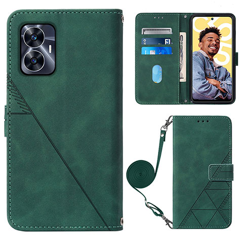 Funda de Cuero Cartera con Soporte Carcasa Y02B para Realme C55 Verde