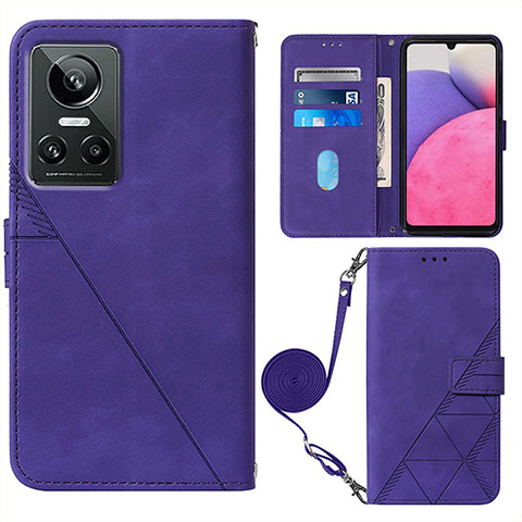 Funda de Cuero Cartera con Soporte Carcasa Y02B para Realme GT Neo3 5G Morado