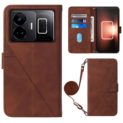 Funda de Cuero Cartera con Soporte Carcasa Y02B para Realme GT Neo6 5G Marron