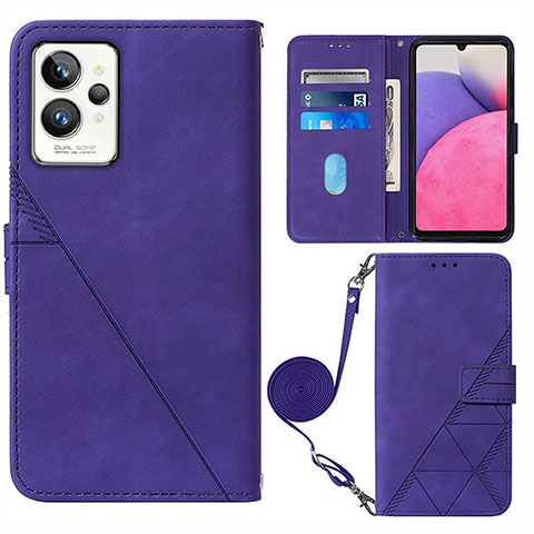 Funda de Cuero Cartera con Soporte Carcasa Y02B para Realme GT2 Pro 5G Morado