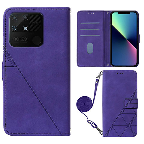 Funda de Cuero Cartera con Soporte Carcasa Y02B para Realme Narzo 50A Morado