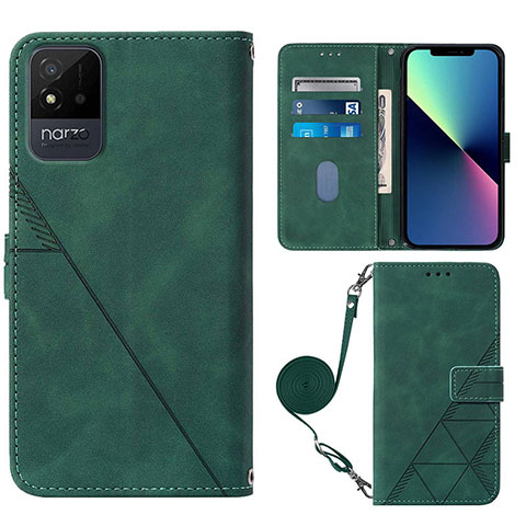 Funda de Cuero Cartera con Soporte Carcasa Y02B para Realme Narzo 50i Verde