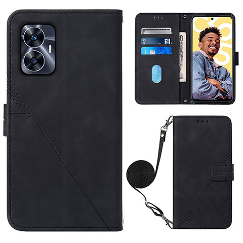 Funda de Cuero Cartera con Soporte Carcasa Y02B para Realme Narzo N55 Negro