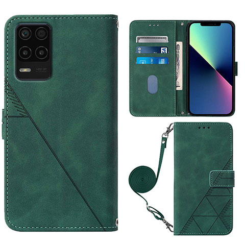 Funda de Cuero Cartera con Soporte Carcasa Y02B para Realme Q3i 5G Verde