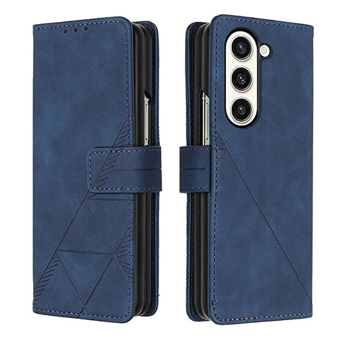 Funda de Cuero Cartera con Soporte Carcasa Y02B para Samsung Galaxy Z Fold5 5G Azul