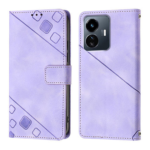 Funda de Cuero Cartera con Soporte Carcasa Y02B para Vivo iQOO Z6 Lite 5G Purpura Claro