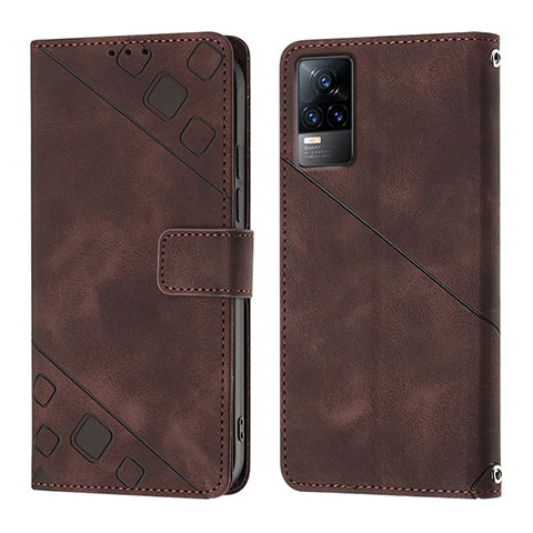 Funda de Cuero Cartera con Soporte Carcasa Y02B para Vivo V21e 4G Marron