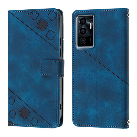 Funda de Cuero Cartera con Soporte Carcasa Y02B para Vivo V23e 5G Azul