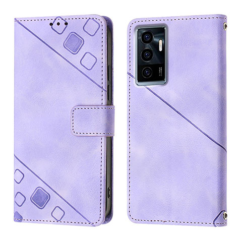 Funda de Cuero Cartera con Soporte Carcasa Y02B para Vivo V23e 5G Purpura Claro