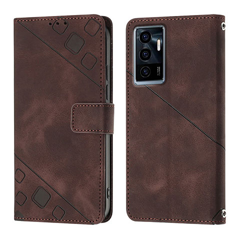 Funda de Cuero Cartera con Soporte Carcasa Y02B para Vivo V23e Marron