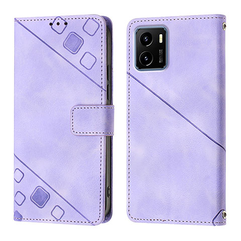 Funda de Cuero Cartera con Soporte Carcasa Y02B para Vivo Y01 Purpura Claro