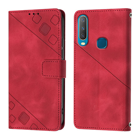 Funda de Cuero Cartera con Soporte Carcasa Y02B para Vivo Y11 Rojo