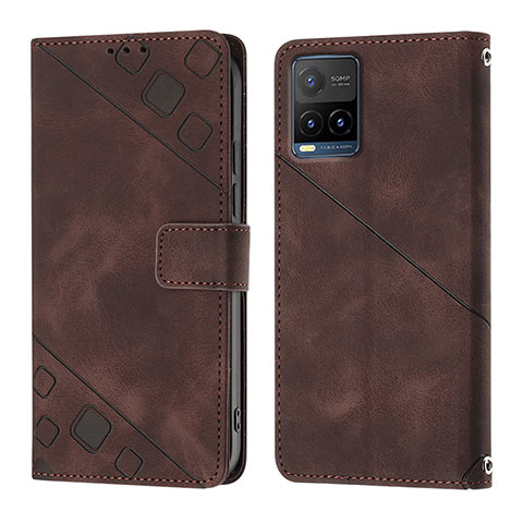 Funda de Cuero Cartera con Soporte Carcasa Y02B para Vivo Y21G Marron