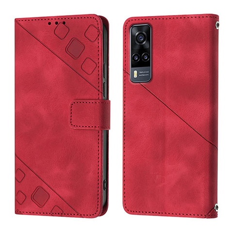 Funda de Cuero Cartera con Soporte Carcasa Y02B para Vivo Y31 (2021) Rojo