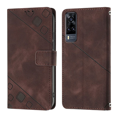 Funda de Cuero Cartera con Soporte Carcasa Y02B para Vivo Y53s 4G Marron