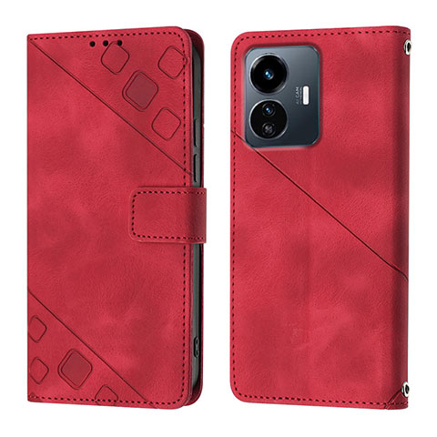 Funda de Cuero Cartera con Soporte Carcasa Y02B para Vivo Y77 5G Rojo