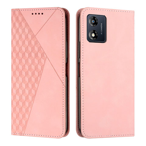 Funda de Cuero Cartera con Soporte Carcasa Y02X para Motorola Moto E13 Oro Rosa