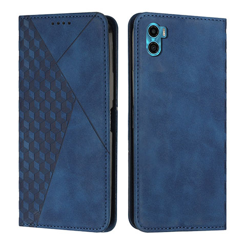 Funda de Cuero Cartera con Soporte Carcasa Y02X para Motorola Moto E32 India Azul