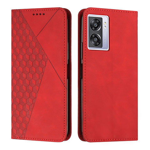 Funda de Cuero Cartera con Soporte Carcasa Y02X para Oppo A57 5G Rojo