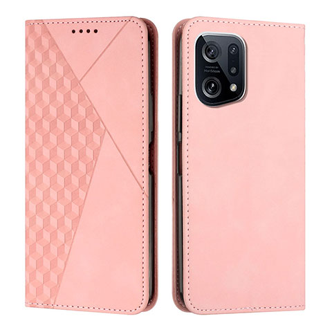 Funda de Cuero Cartera con Soporte Carcasa Y02X para Oppo Find X5 Pro 5G Oro Rosa