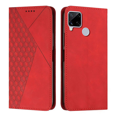 Funda de Cuero Cartera con Soporte Carcasa Y02X para Realme C12 Rojo