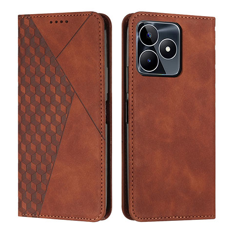 Funda de Cuero Cartera con Soporte Carcasa Y02X para Realme C67 Marron