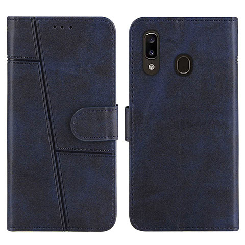 Funda de Cuero Cartera con Soporte Carcasa Y02X para Samsung Galaxy A20 Azul