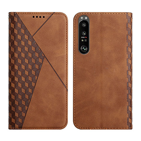 Funda de Cuero Cartera con Soporte Carcasa Y02X para Sony Xperia 1 III Marron