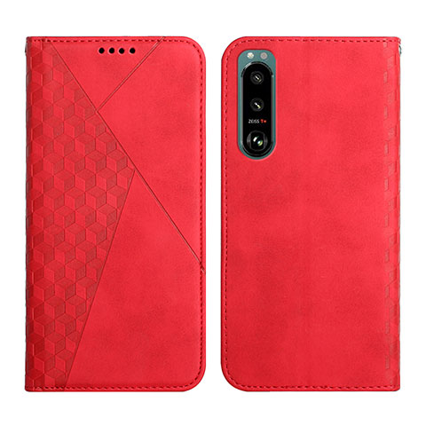 Funda de Cuero Cartera con Soporte Carcasa Y02X para Sony Xperia 5 III Rojo