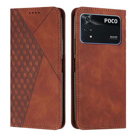 Funda de Cuero Cartera con Soporte Carcasa Y02X para Xiaomi Poco M4 Pro 4G Marron