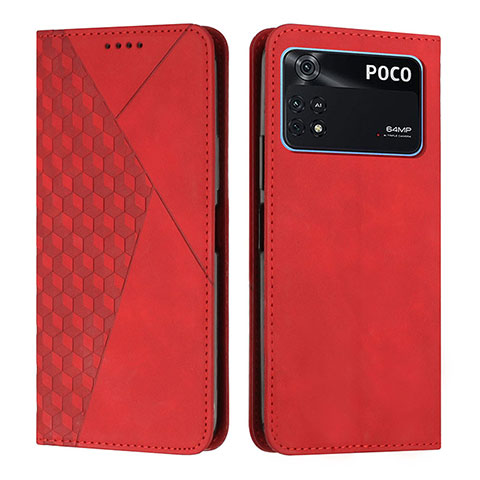 Funda de Cuero Cartera con Soporte Carcasa Y02X para Xiaomi Poco M4 Pro 4G Rojo