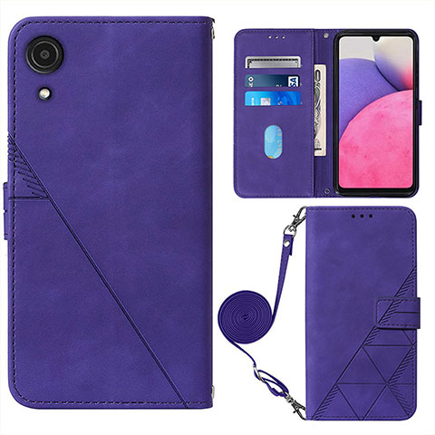 Funda de Cuero Cartera con Soporte Carcasa Y03B para Samsung Galaxy A03 Core Morado