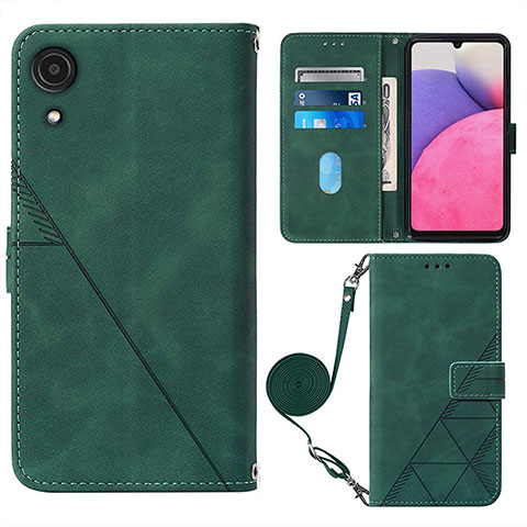 Funda de Cuero Cartera con Soporte Carcasa Y03B para Samsung Galaxy A03 Core Verde