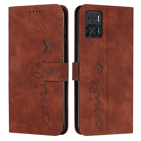 Funda de Cuero Cartera con Soporte Carcasa Y03X para Motorola Moto E22 Marron