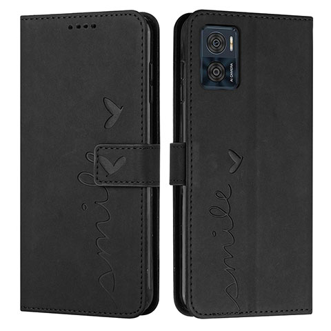 Funda de Cuero Cartera con Soporte Carcasa Y03X para Motorola Moto E22 Negro