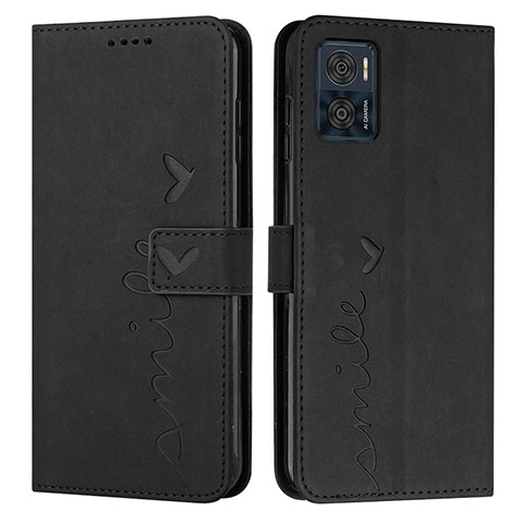 Funda de Cuero Cartera con Soporte Carcasa Y03X para Motorola Moto E22i Negro