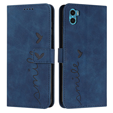 Funda de Cuero Cartera con Soporte Carcasa Y03X para Motorola Moto E22S Azul