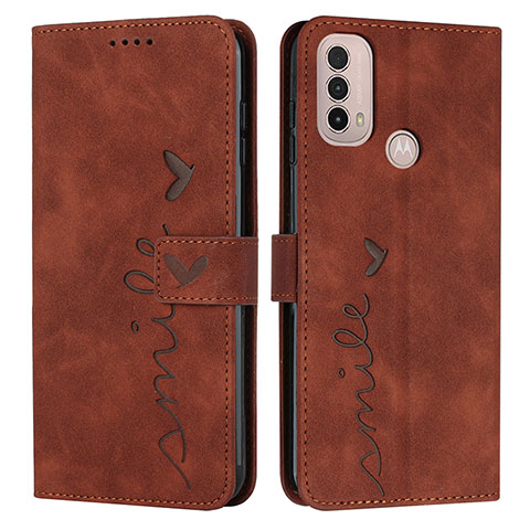 Funda de Cuero Cartera con Soporte Carcasa Y03X para Motorola Moto E30 Marron